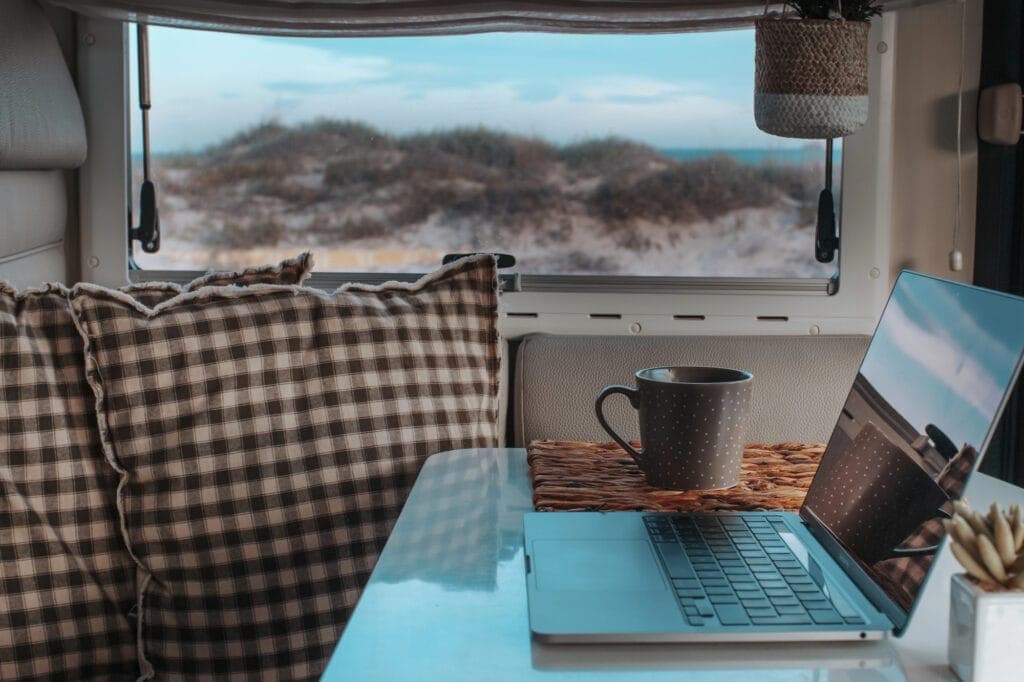 laptop rv working view